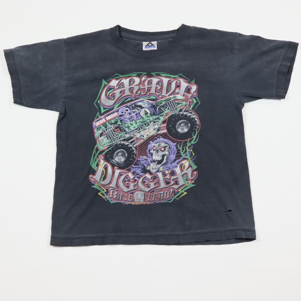 Vintage Grave Digger Monster Truck Shirt Youth M Y2K AAA Distressed Race Team